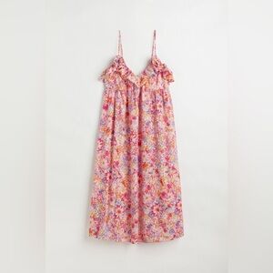 H&M Flounce Trimmed Multilcolor Floral Dress Size Large